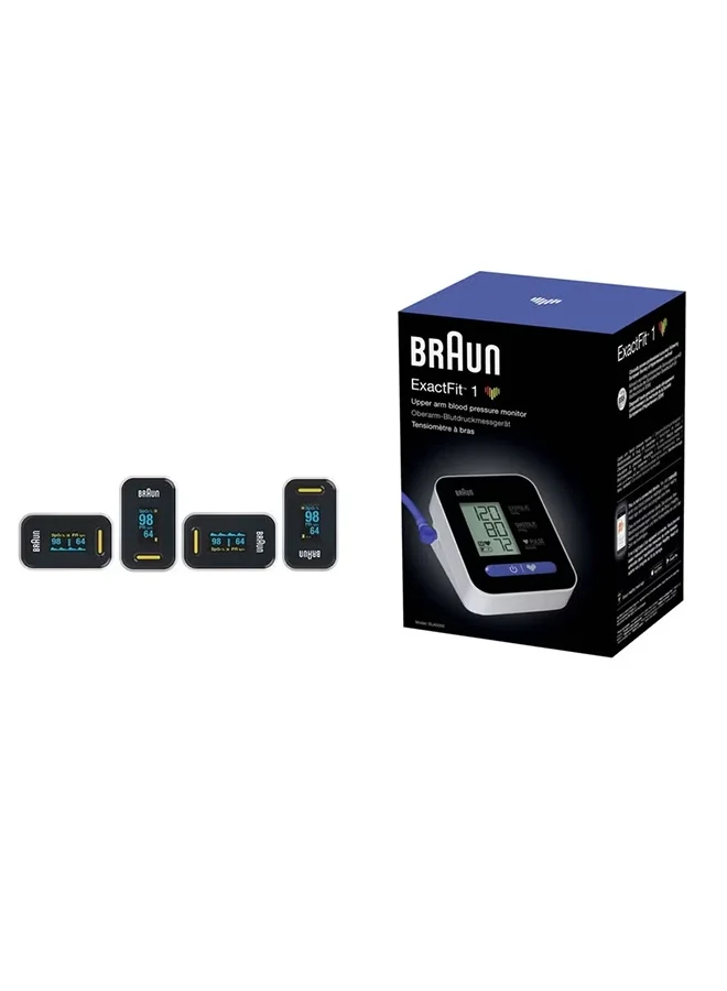 Premium Upper Arm Blood Pressure Monitor and OLED Pulse Oximeter Health Monitoring Bundle (2-Piece Set) 5yowo