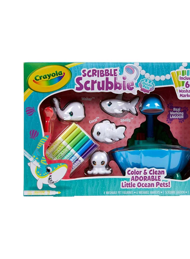 Crayola Scribble Scrubbie Pets Blue Lagoon Playset Creative Art Activity Set (Blue, 1 Set) 44isq