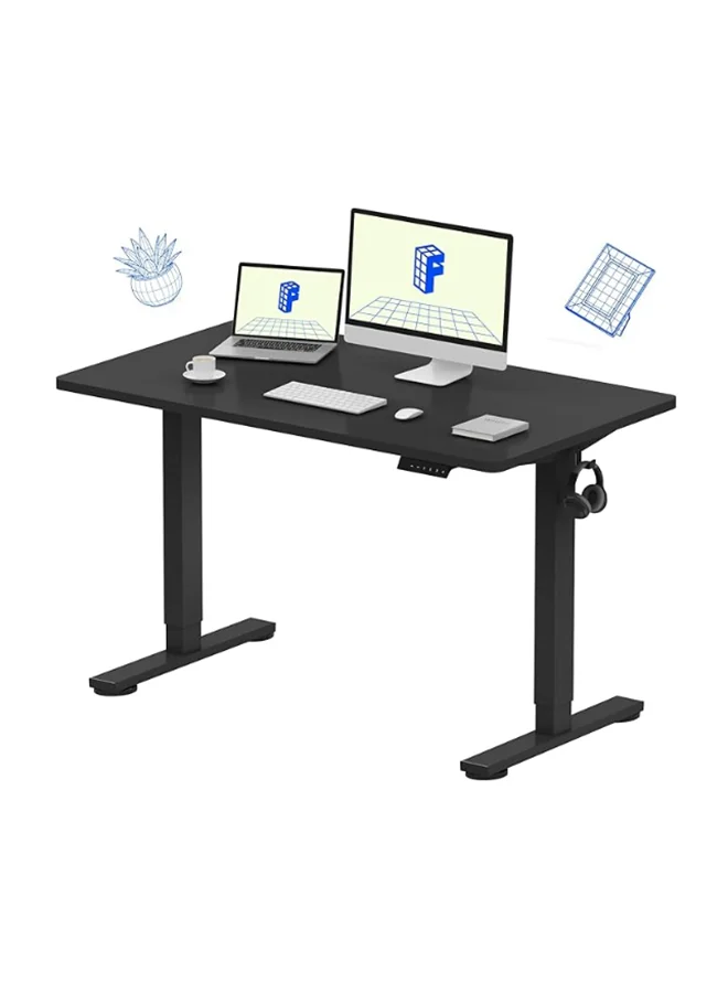 Premium Height Adjustable Standing Desk (120 x 60 cm, Black) - Ergonomic Home Office Workstation with 4 Memory Presets or3in