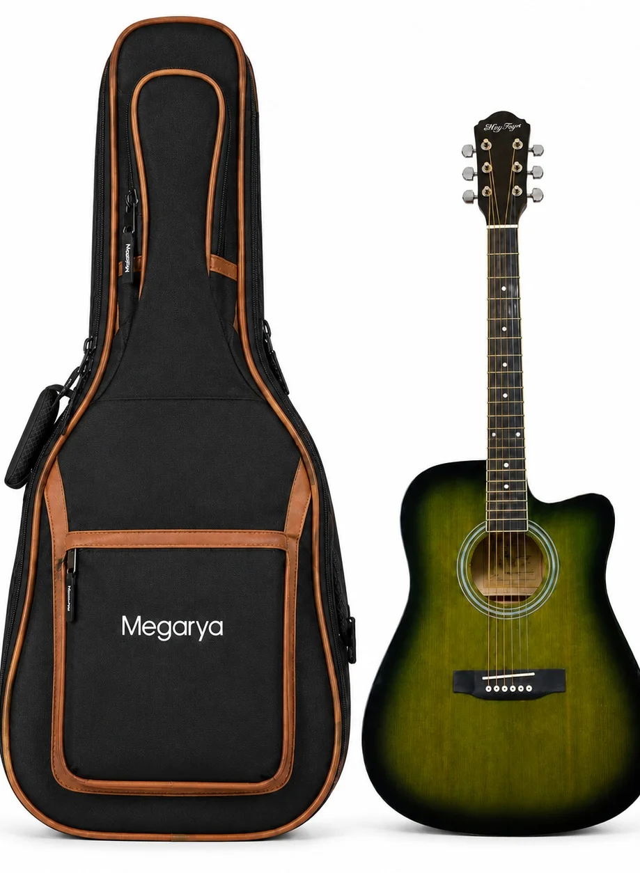 Megarya 41 Inch Acoustic Guitar Cutaway Full-Size Instrument with Waterproof Padded Gig Bag (Natural Wood, 104 cm) 1ihl2