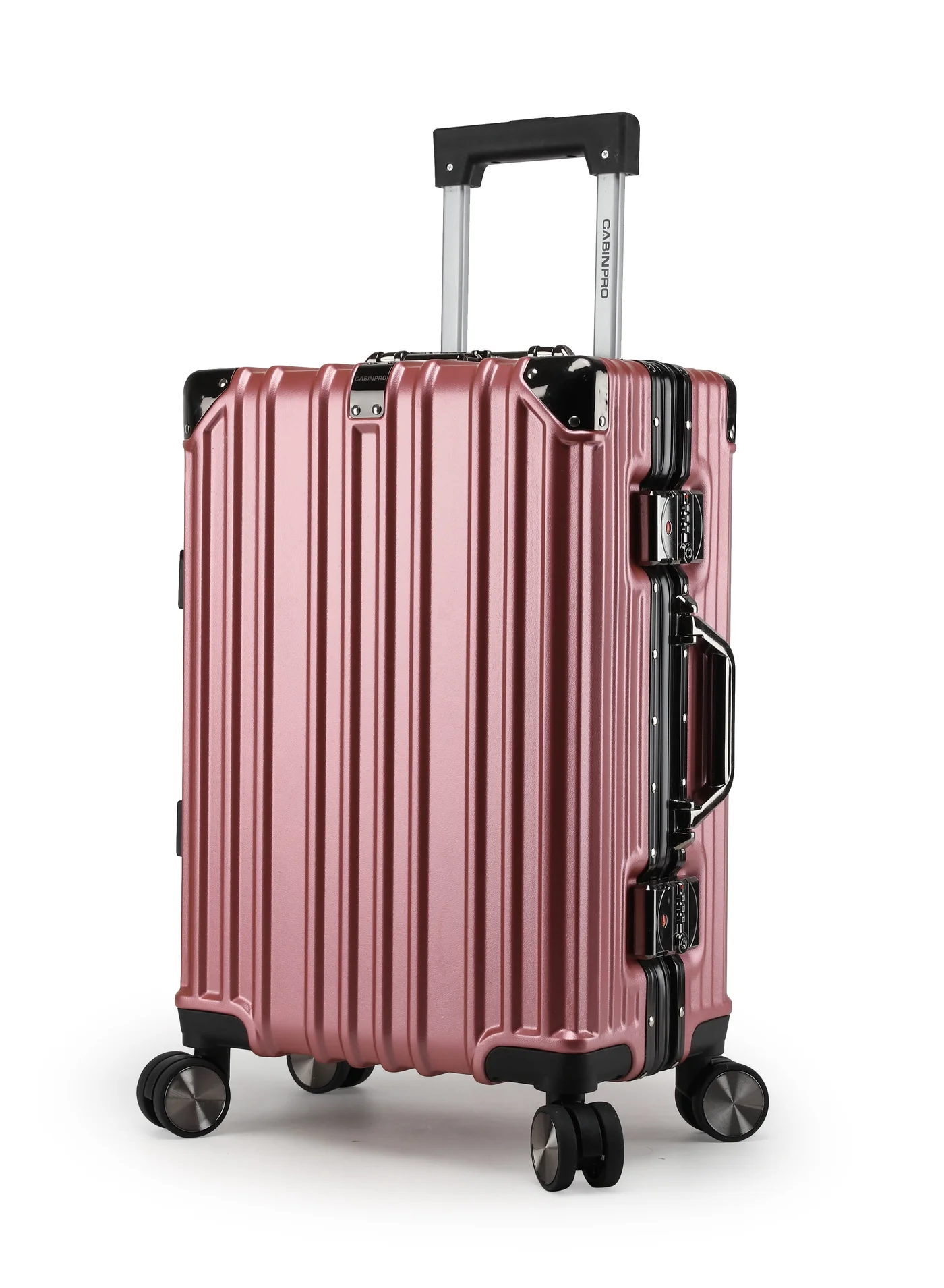 CABINPRO Lightweight Polycarbonate Hard Shell Carry-On Luggage with Aluminum Frame and 360-Degree Spinner Wheels (Rose Gold, 55 cm) bddmr