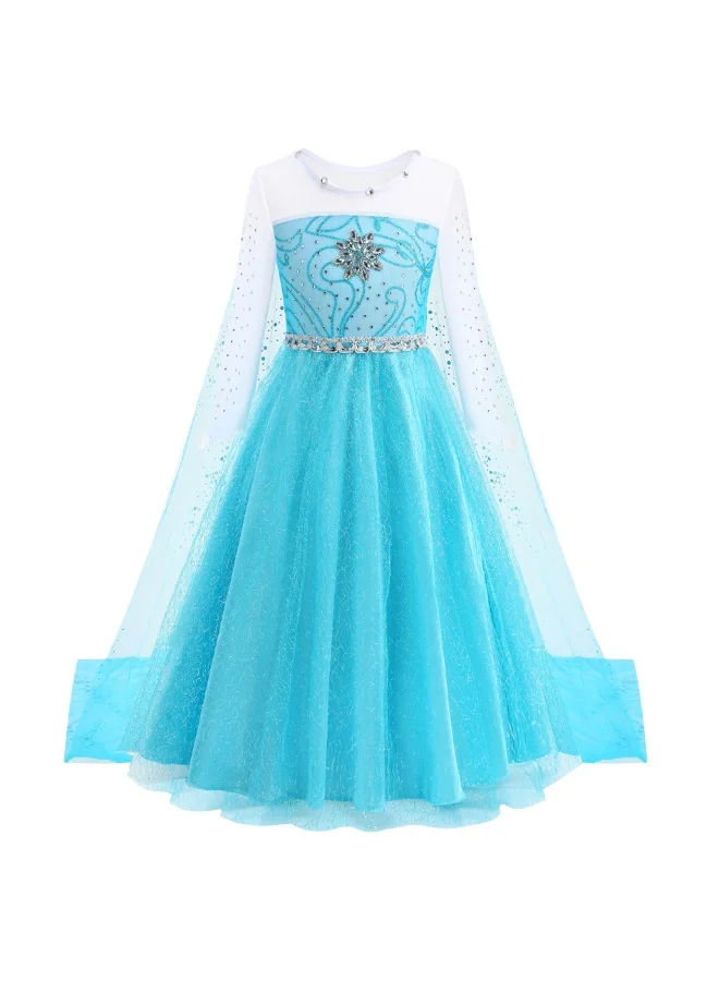 NIBEMINENT Girls Princess Costume Dress Summer Mesh Party Gown (Blue, 120cm) mzj5s