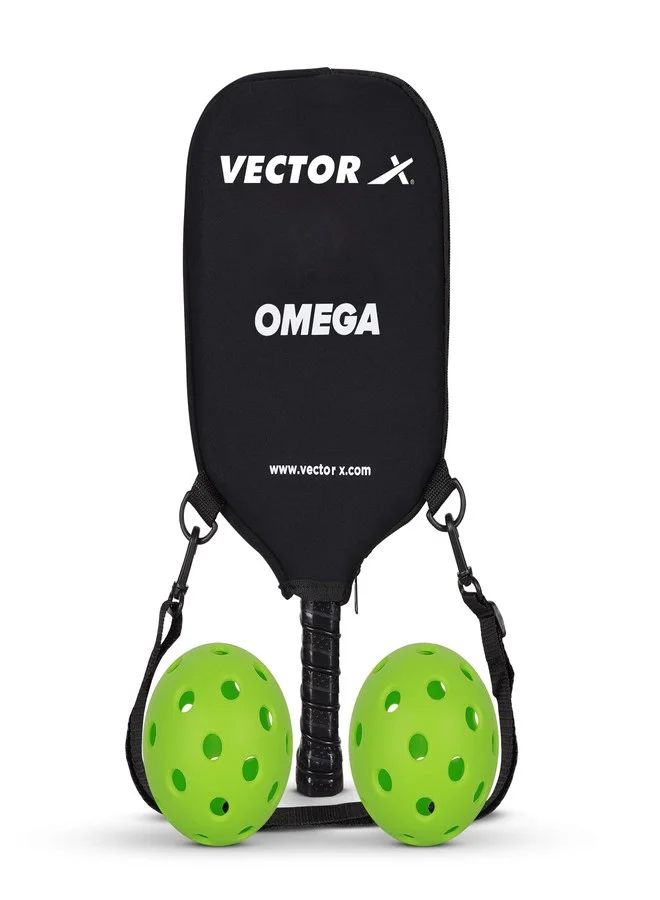 Vector X Omega Pickleball Paddle Set with PP Honeycomb Core and Premium Grip (1 Racket, 2 Balls, Carry Bag) 6o3zx