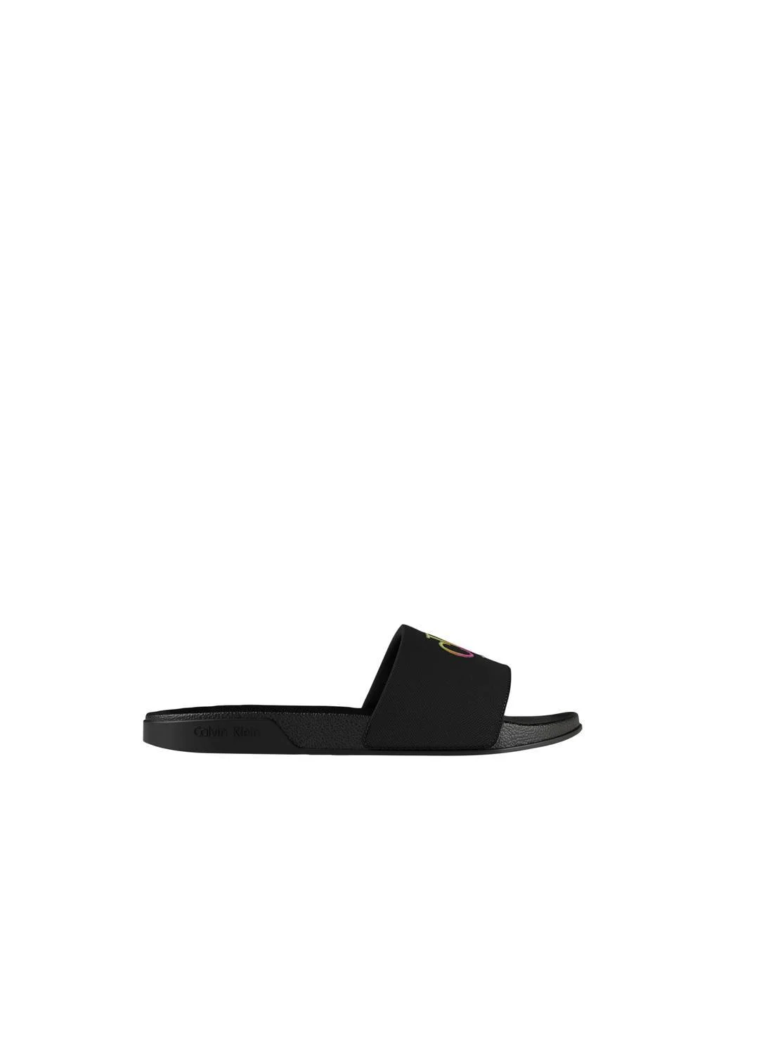 Premium Canvas Contoured Logo Slides Lightweight Comfortable Footwear for Men (Black, 42 EU) j26cl