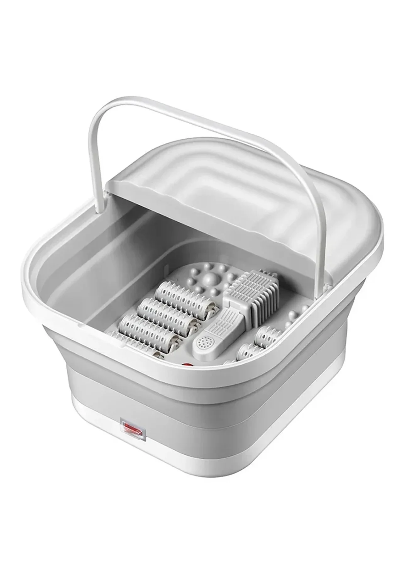 MARGOUN Electric Foldable Foot Spa Massager with Infrared Heat and Soothing Rollers (Greyish White) s98zg