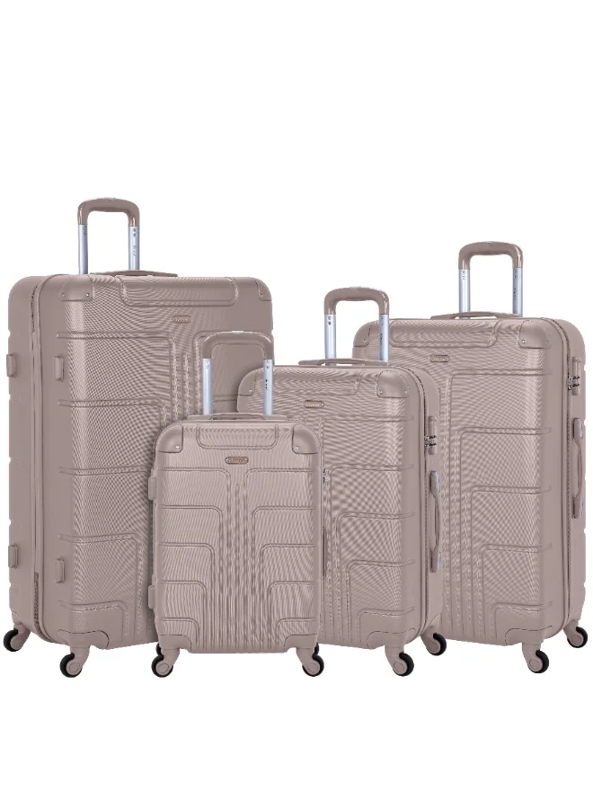 SENATOR Hard Case Travel Luggage Set 4-Piece Lightweight ABS Trolley Suitcase with 360 Spinner Wheels (Khaki, 4-Piece Set) 2esjt