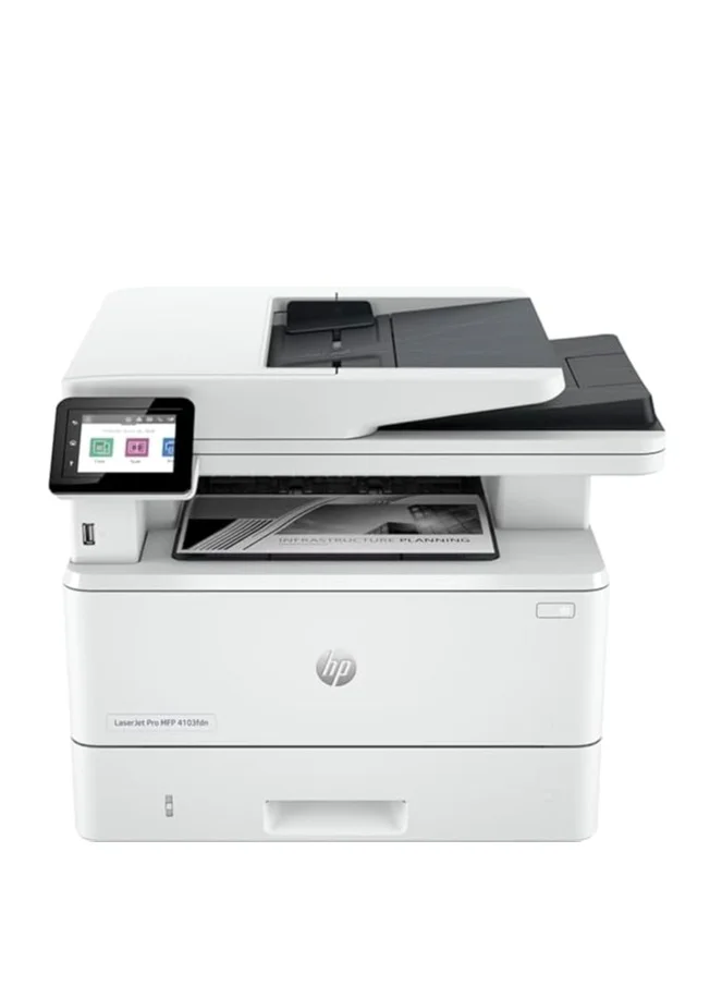 Professional Multifunction Laser Printer (4-in-1) Print Copy Scan Fax High-Speed Office Document Solution (White) hgpaq