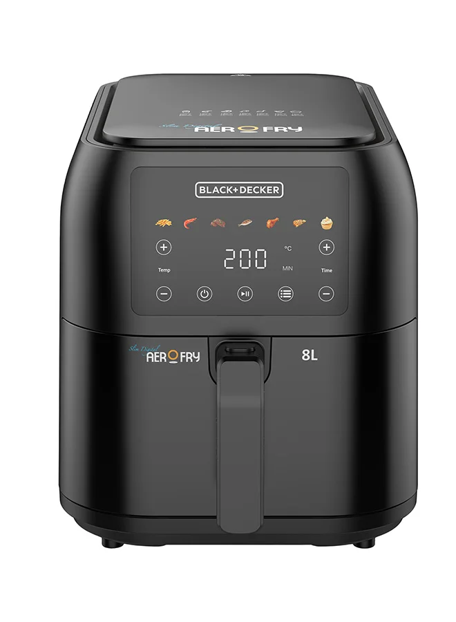 Premium Digital Air Fryer 8L Family-Sized Capacity 1700W Rapid Air Convection (Black, 8 L) z6zrl