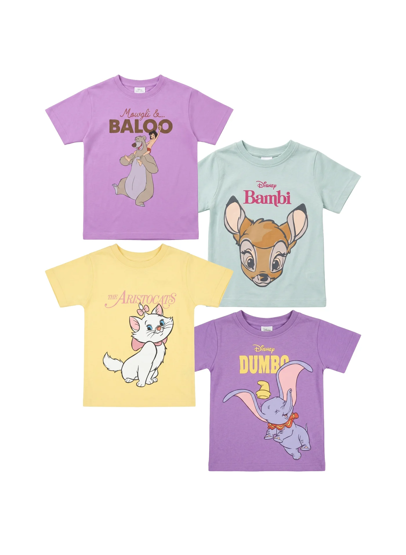 Premium Cartoon Character T-Shirts for Toddler Girls (Pack of 4, Multi-Color, 2T-5T) e8f9n