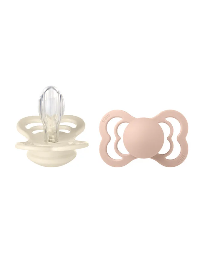 BIBS Supreme Silicone Pacifier (Ivory and Blush, 2-Pack, Size 2) for Toddlers qhl69