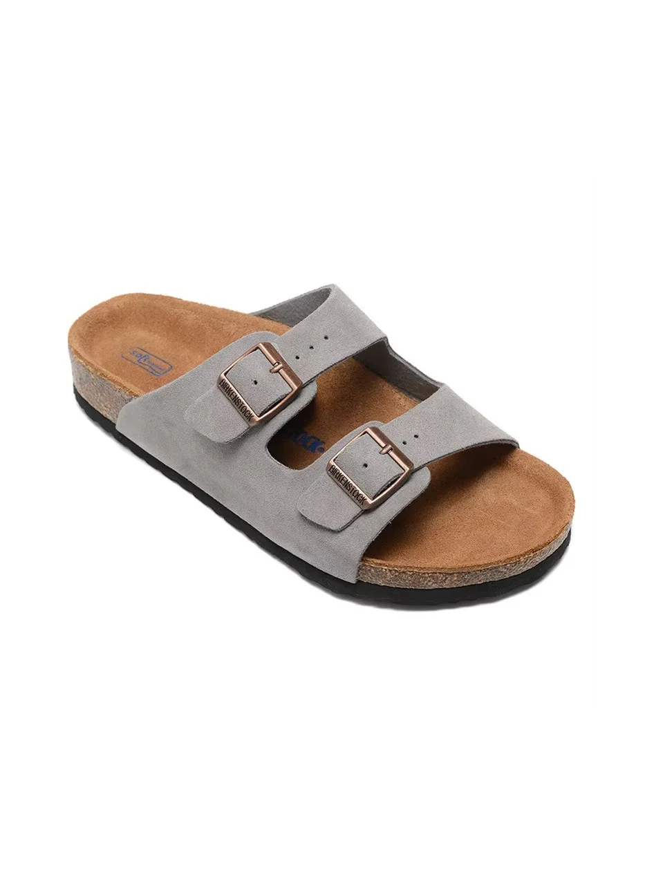 Premium Unisex Two-Strap Sandals Adjustable Buckle Comfort Footbed (Brown, 42 EU) t2chd