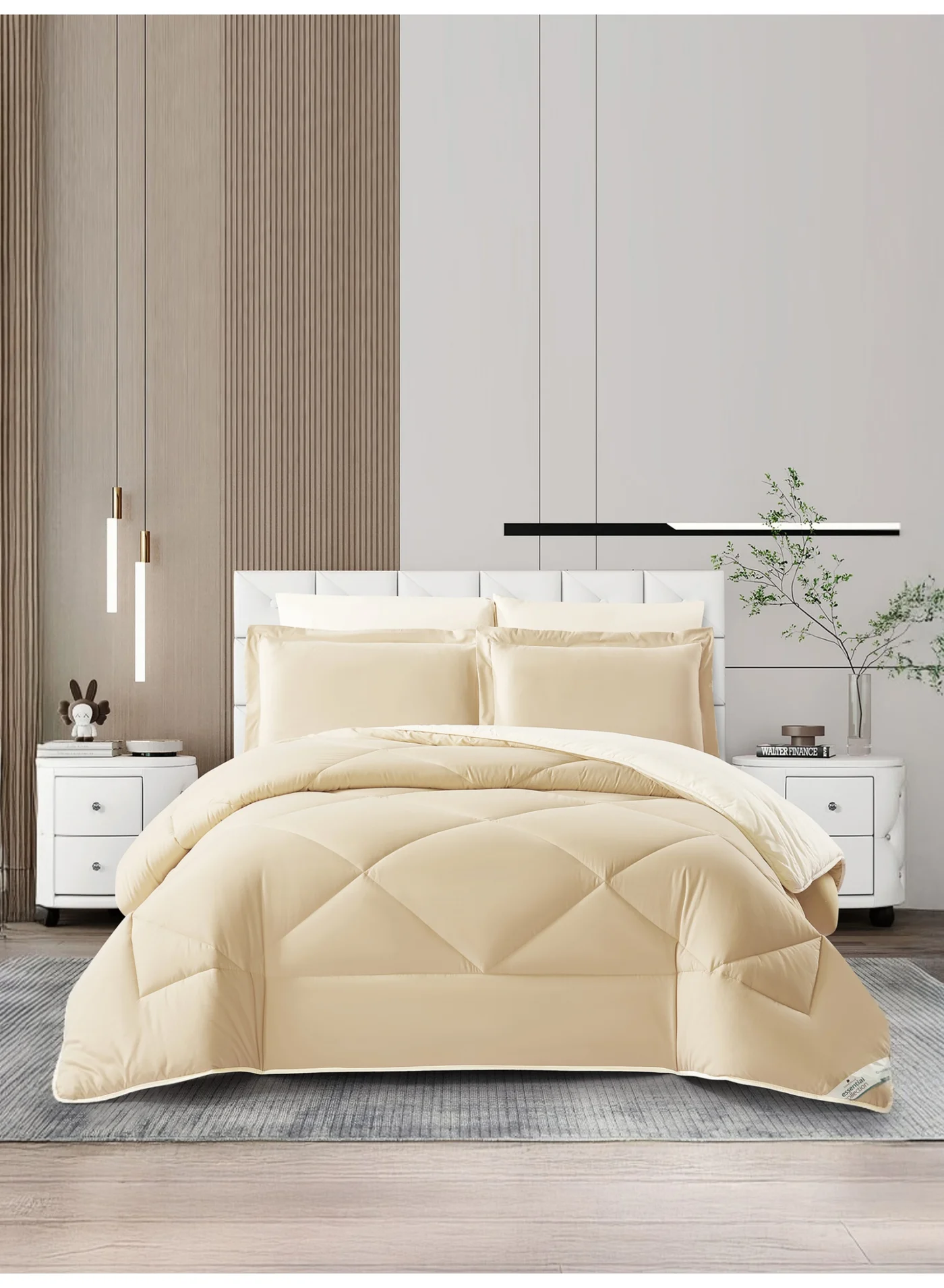 Donetella 6-Piece Quilted Bedding Comforter Set Premium Microfiber Bed Set (Solid, King Size 240x260 cm) zcu10