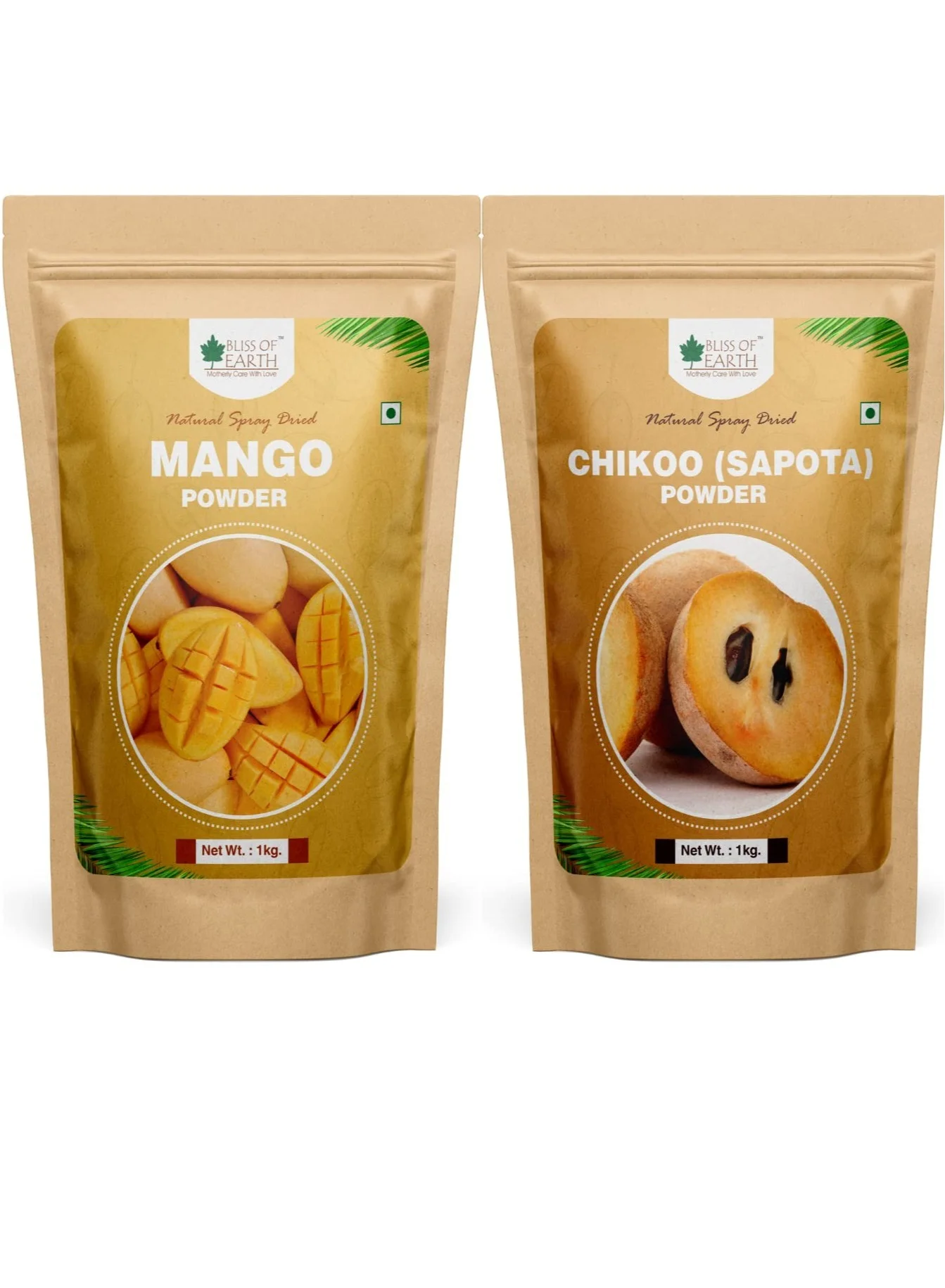 Bliss Of Earth Natural Mango Powder and Chikoo Sapota Powder Set (2 x 1 kg) 55hof