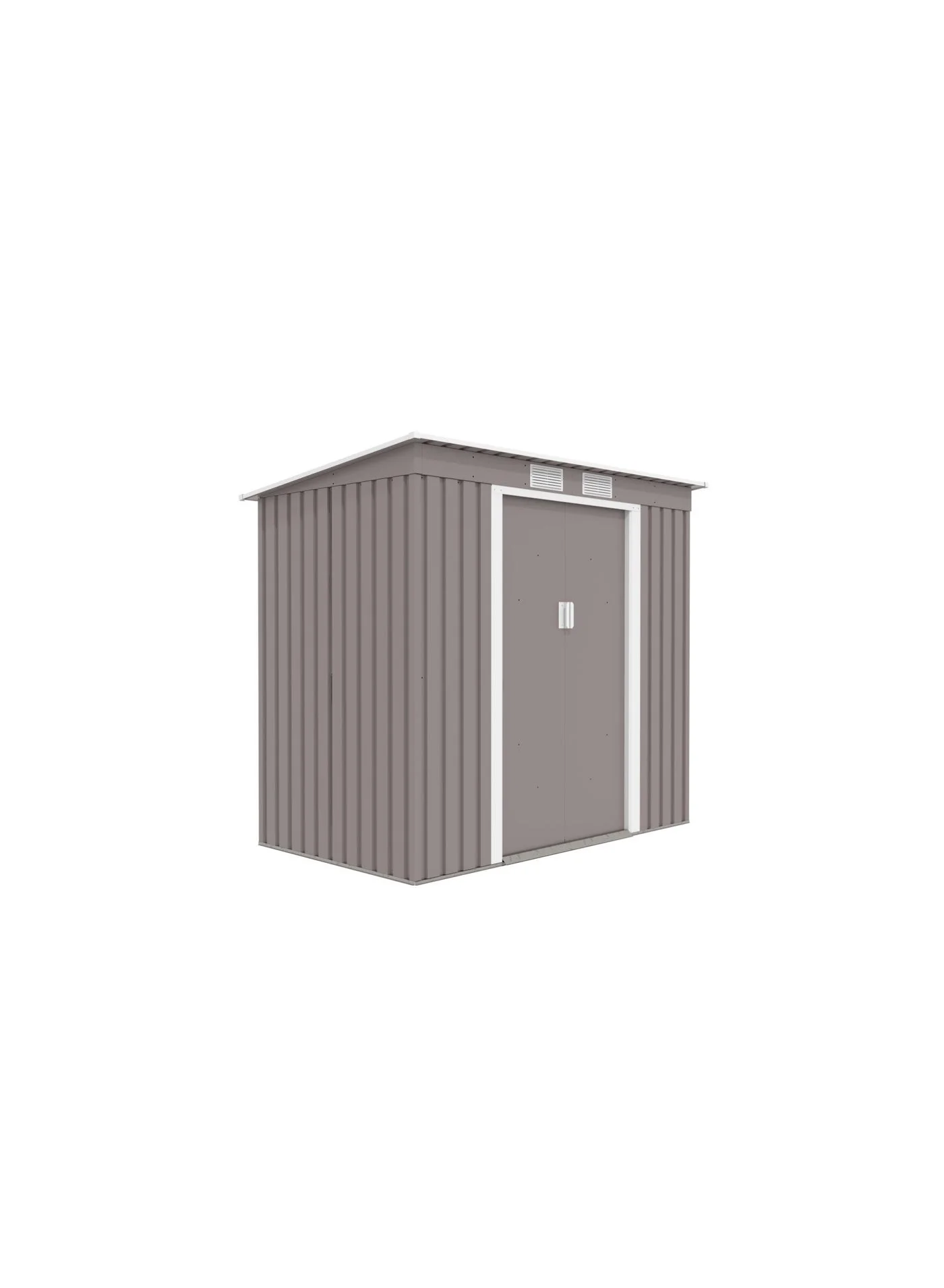 Divona Asher Galvanized Steel Outdoor Storage Shed with Apex Roof (Warm Grey, 213 x 122 cm) qi82j
