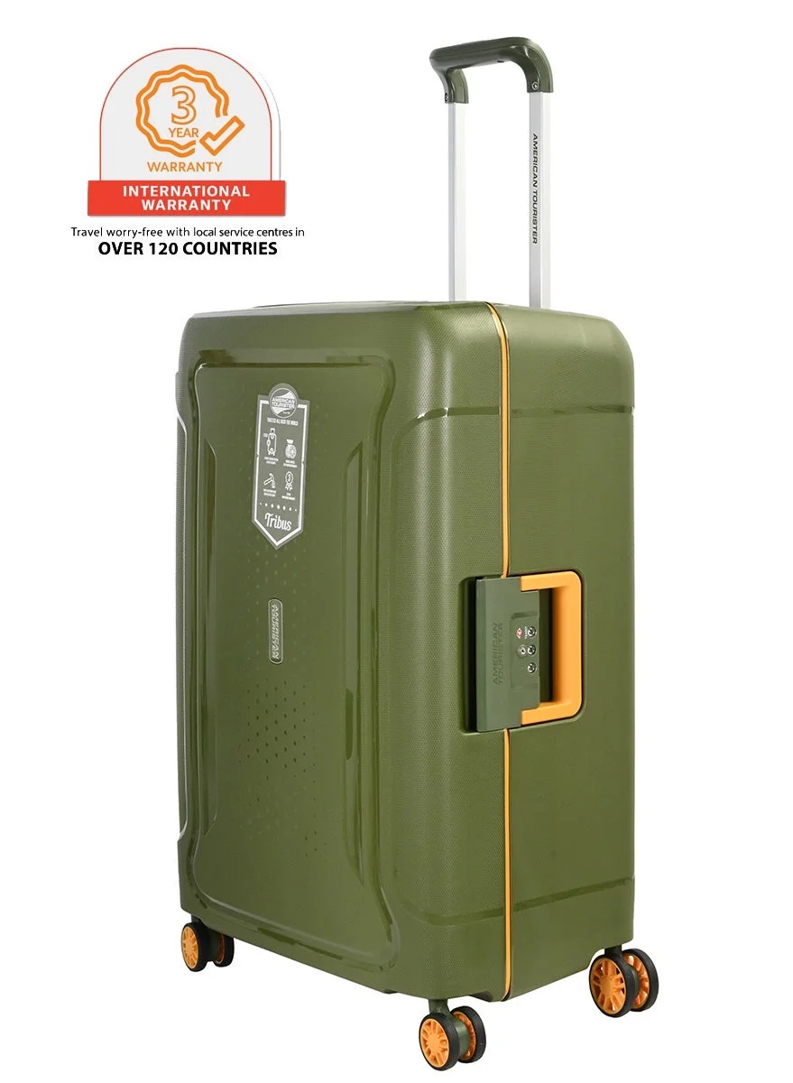 Tribus Hard Shell Spinner Suitcase Scratch Resistant Polypropylene Travel Luggage (Olive, 69 cm) ypyaw