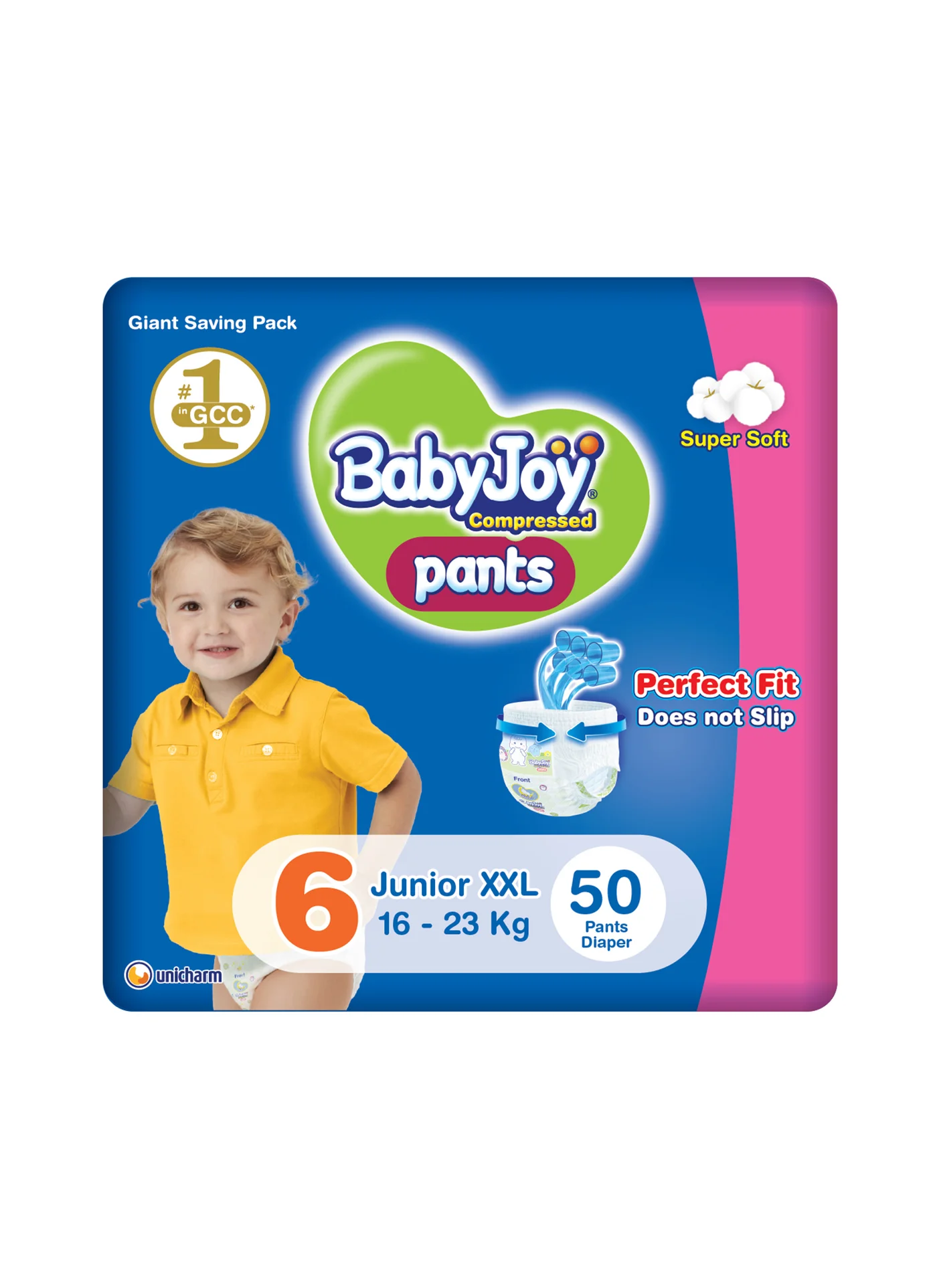 BabyJoy Compressed Culotte Pants Diapers Size 6 Junior XXL (16-23 Kg, 50 Count) Premium Absorbent Training Pants for Toddlers gpz0b