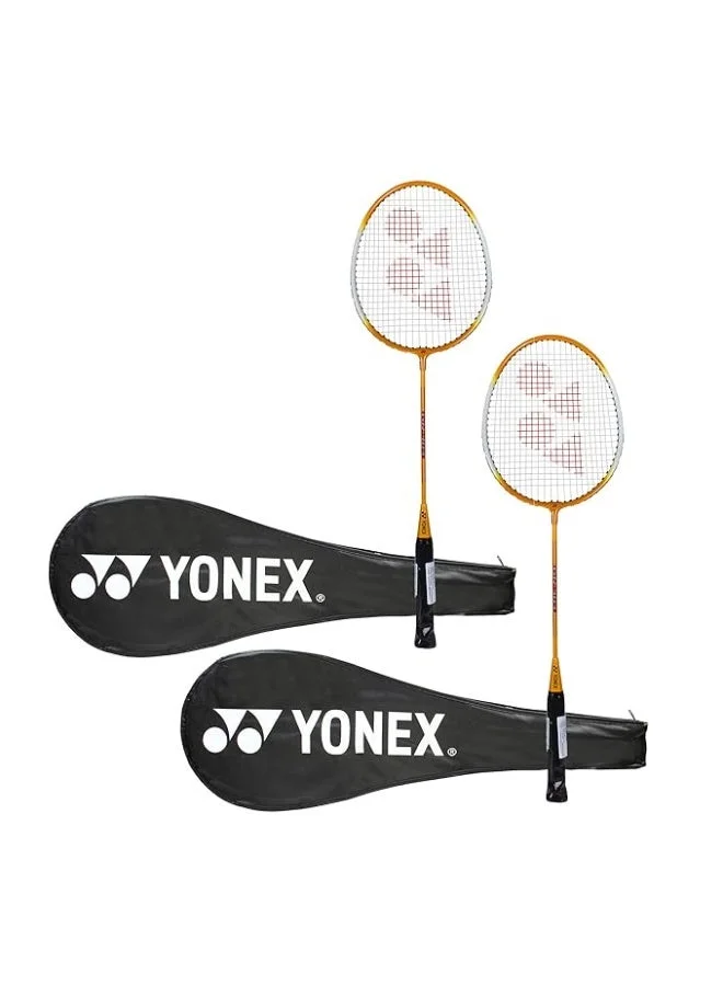 Premium Aluminium Blend Badminton Racquet Set with Full Cover (Yellow, Set of 2) 286nm
