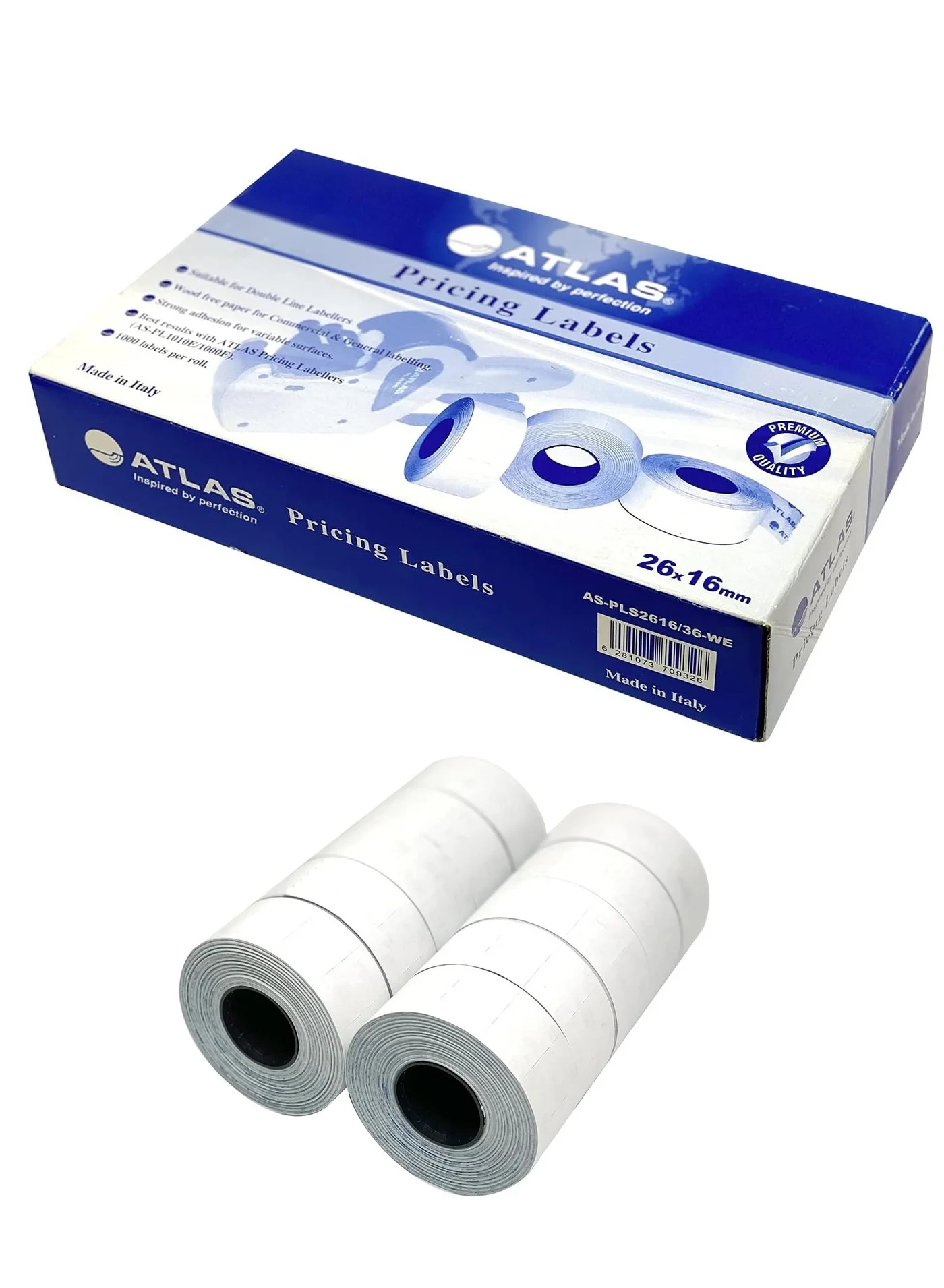 ATLAS Two Line Price and Date Labeling Roll (White, 36-Piece Pack) rjqt6