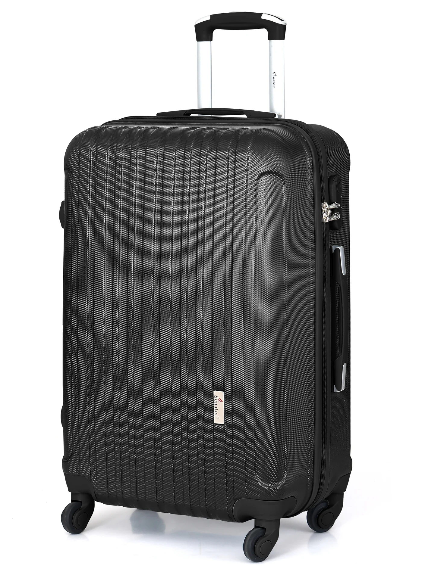 SENATOR Hard Case Travel Trolley Suitcase Lightweight ABS Luggage with 4 Spinner Wheels (Black, Large) tfk3k
