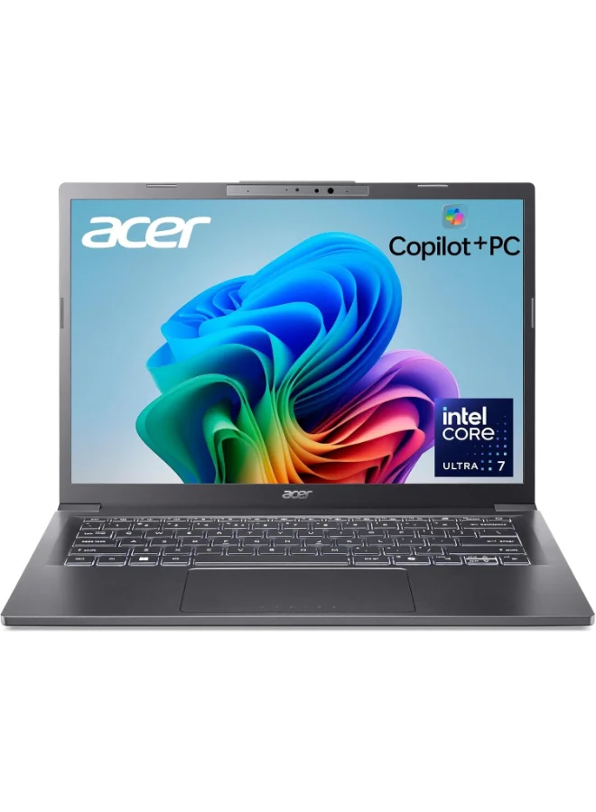 Premium 14-Inch AI Laptop, Intel Core Ultra 7, 32GB RAM, 1TB SSD, WUXGA IPS Touch Display, Steel Gray (14-Inch) js65w