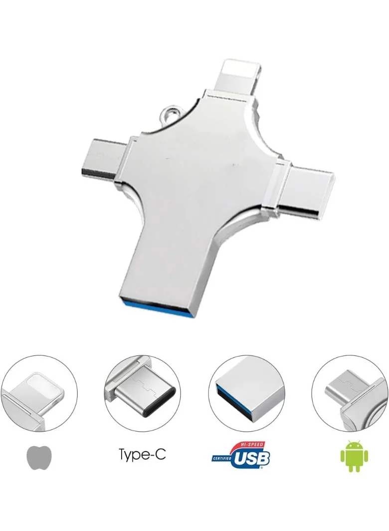 Premium 4-in-1 OTG Flash Drive High-Speed Data Storage with USB-A USB-C and Micro-USB Connectors (256GB) nk29e