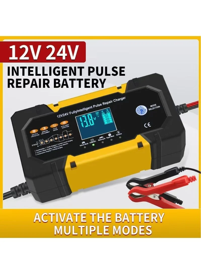 LAESO 10-Amp Smart Car Battery Charger 12V and 24V Fully-Automatic Maintainer and Desulfator (10A) oiq88