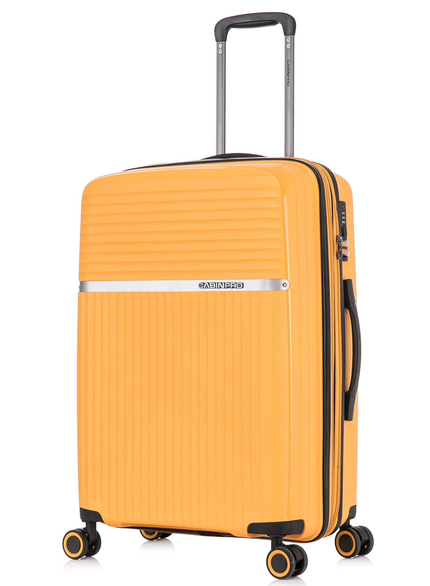 CABINPRO Expandable Hard Shell Trolley Luggage Premium PP Suitcase with 360¡ã Spinner Wheels (Yellow, Medium) fvtzy