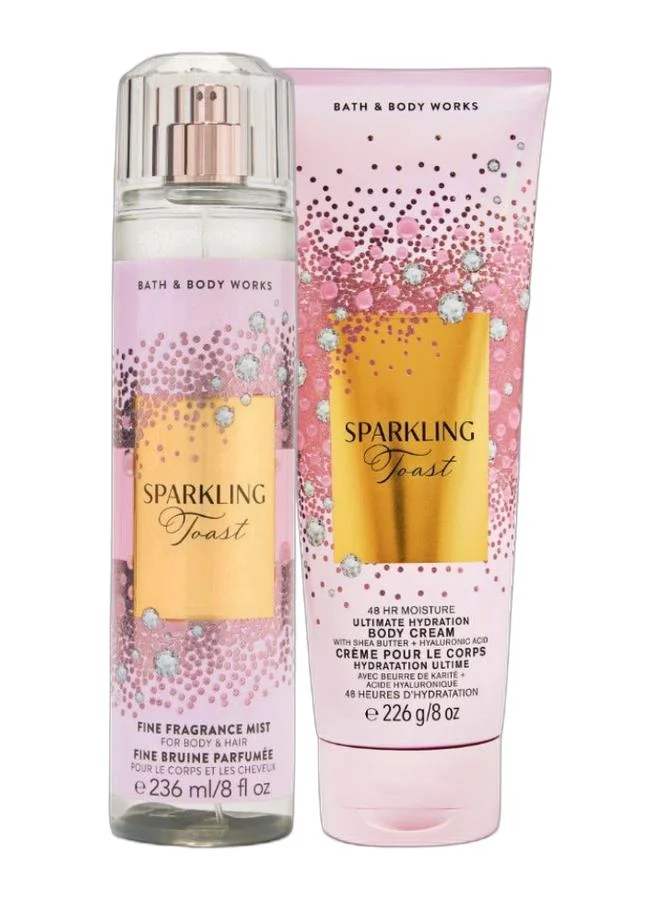 Premium Sparkling Toast Fragrance Mist and Body Cream Set (236 mL Mist, 226 g Cream) for Women po1ei