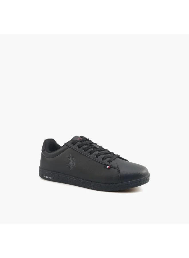 Premium Monochrome Lace-Up Sneakers for Men - Classic All-Black Casual Footwear (Black, 42 EU) qlbgb