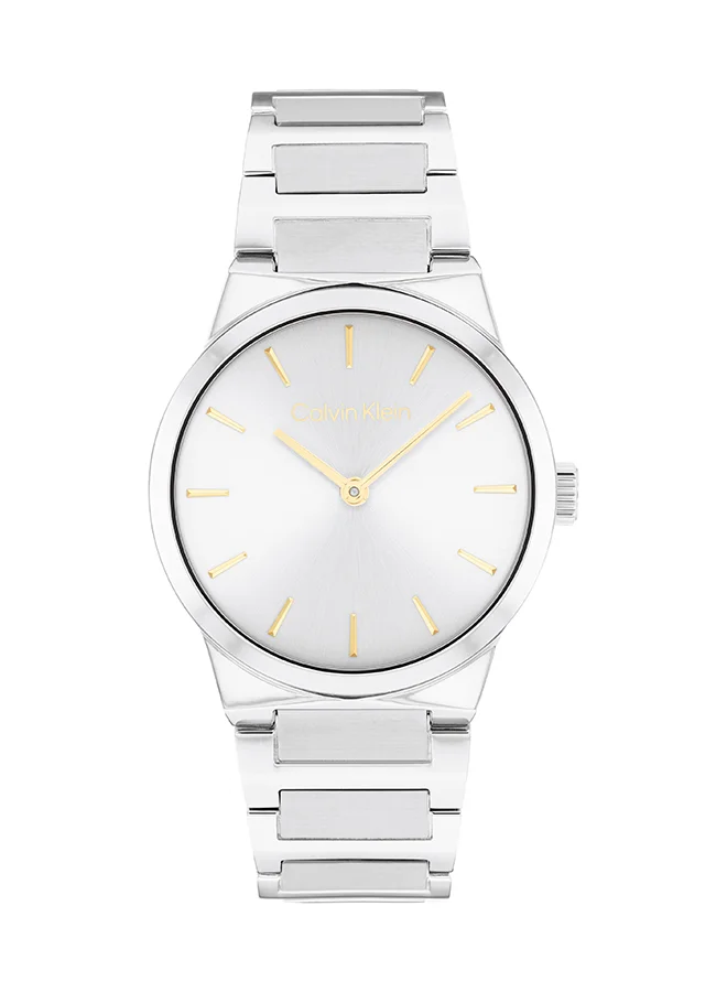 Premium Round Analog Women's Watch Silver Stainless Steel Case (Silver, One Size) tha7x