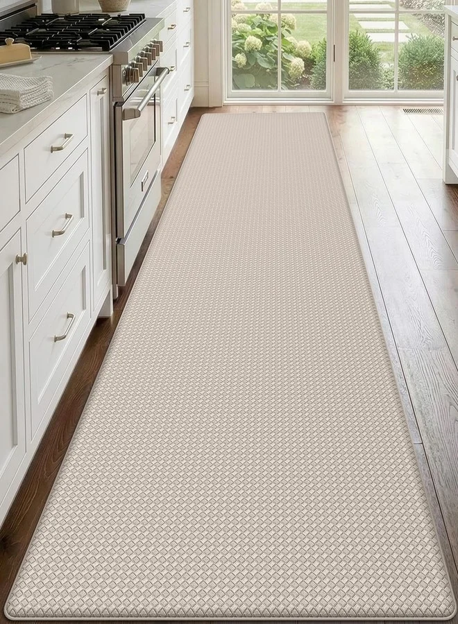 DEXI Kitchen Mat Anti-Fatigue Cushioned Floor Rug Waterproof Non-Slip Comfort Mat for Home and Office (Beige, 60 x 240 cm) edhaw