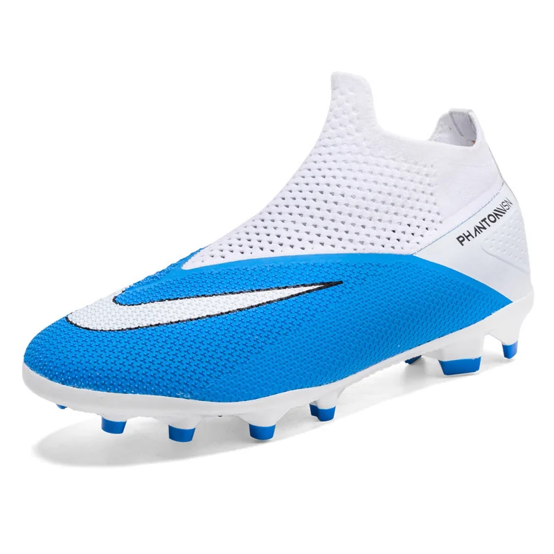 Premium High-Top Football Cleats for Kids and Youth, Professional Spiked Soccer Shoes for Turf and Grass (Black, 35 EU) uuu2e