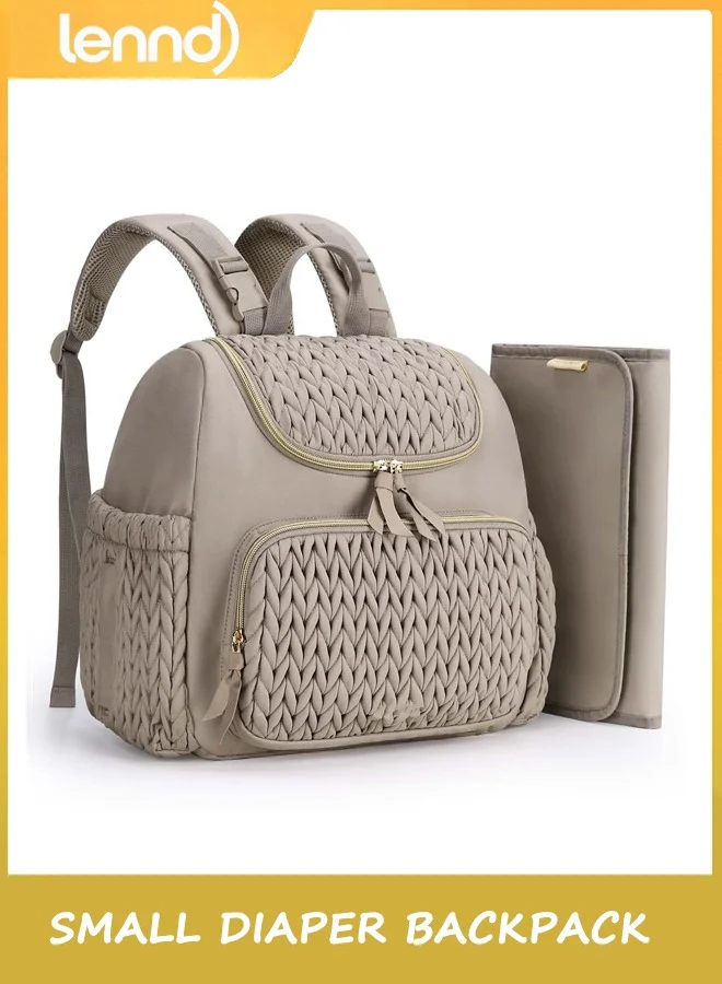 LENND Compact Diaper Backpack Premium Travel Bag with Insulated Pockets and Changing Pad (Grey, 35x25x15 cm) mj1uk