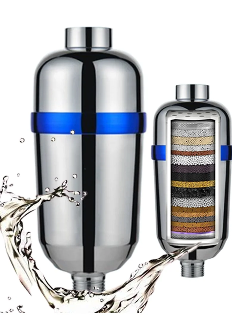 JUFU 20-Stage Showerhead Water Filter for Hard Water Purification (Polished Chrome, 1 Piece) hj82m