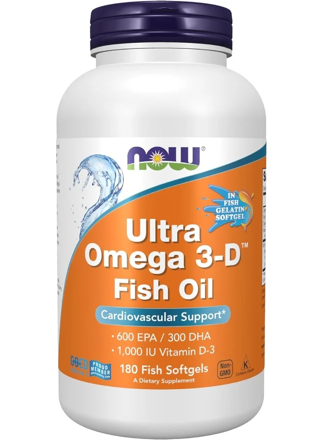 Ultra Omega 3-D Fish Oil Supplement (600mg EPA / 300mg DHA, 180 Softgels) v74t8
