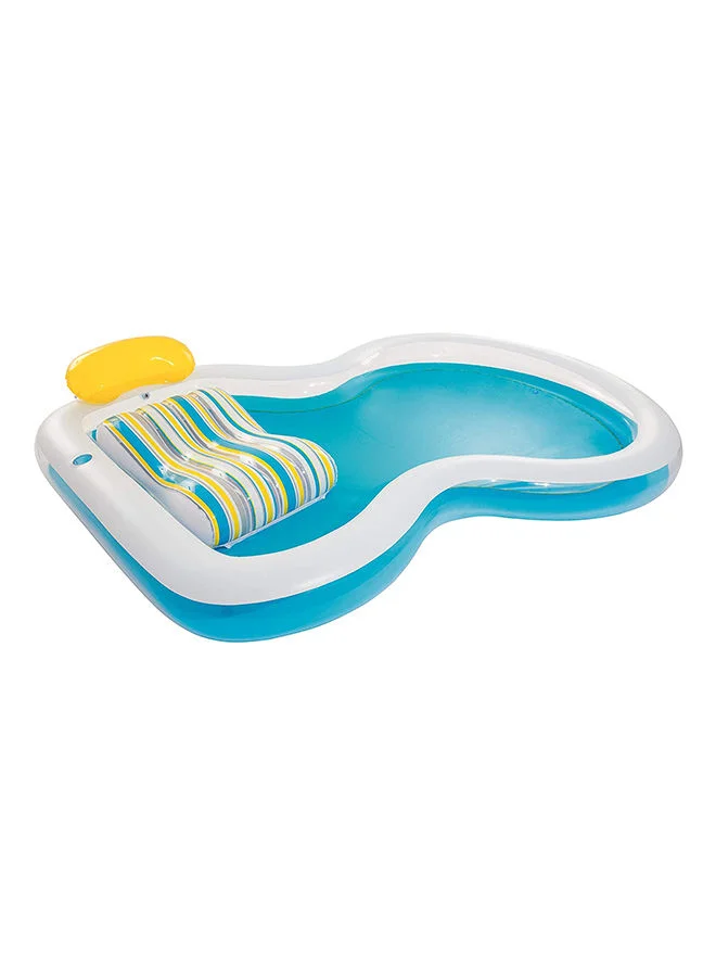Inflatable Family Lounge Pool with 2 Cushions and Headrest Premium Vinyl Swimming Pool for Backyard Summer Fun (279x234x48 cm) l45nj