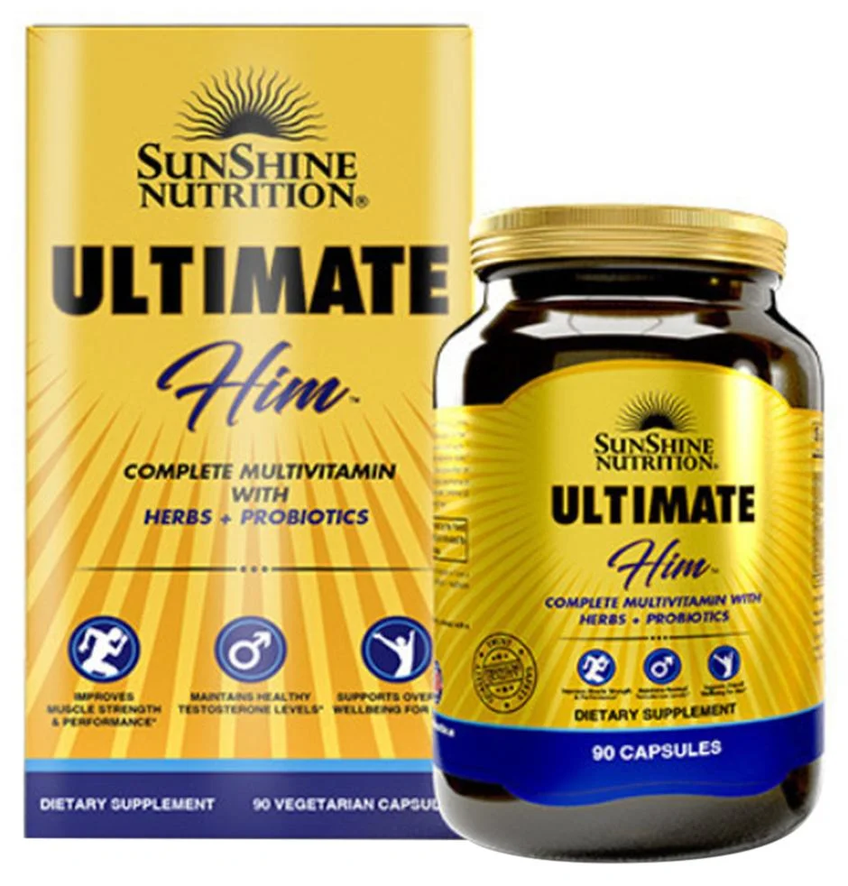 Sunshine Nutrition Ultimate HIM Multivitamin with Probiotics for Men (90 Vegetarian Capsules) 3ol7j