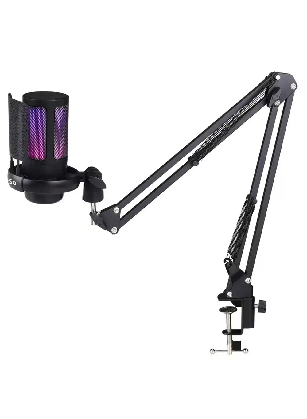 EzzySo USB Condenser Microphone Kit with Adjustable Arm Stand and Pop Filter for Gaming Streaming and Podcasting (Black, 1 Unit) b3j8x