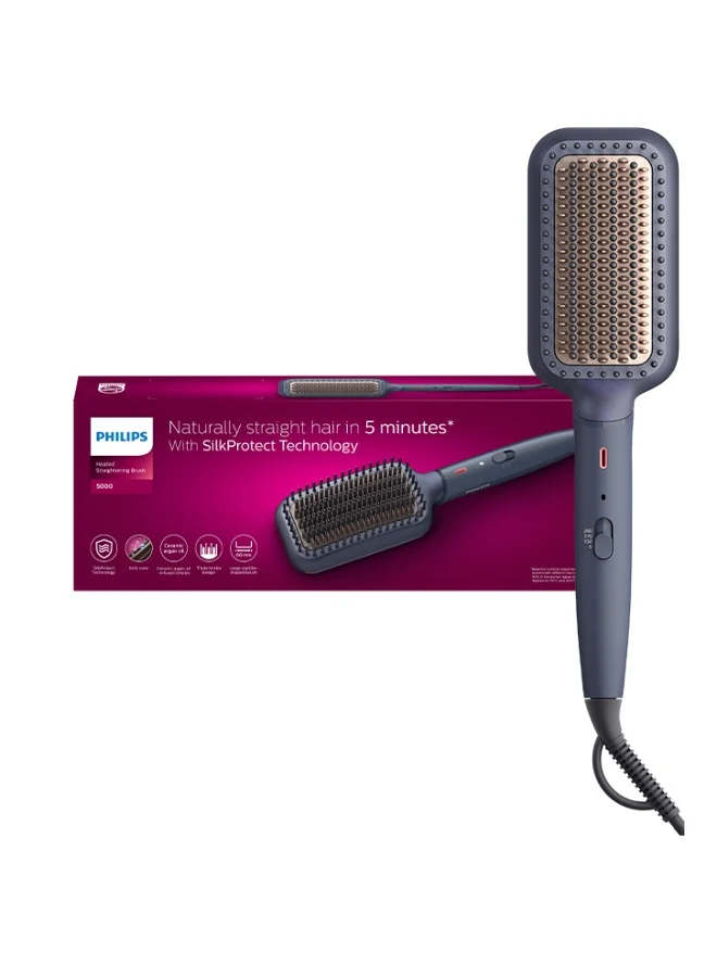 Professional Heated Hair Straightening Brush with Argan Oil Infused Ceramic Coating and Ionic Care (Multicolour) wx46f
