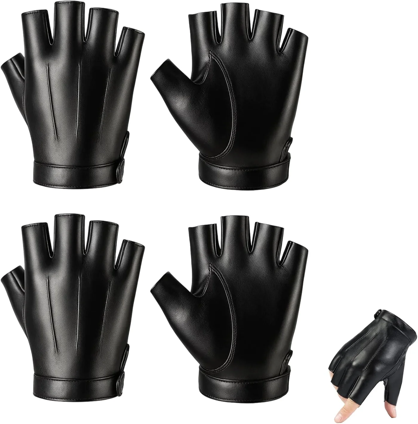 Premium PU Leather Fingerless Driving Gloves - Breathable Tactical Gear for Men and Women (Black, 2 Pairs) 1jcrp