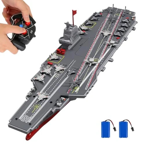 SNACKTANT Remote Control Warship Aircraft Carrier High Speed Military Model (40 cm, 2 Batteries) x3kps