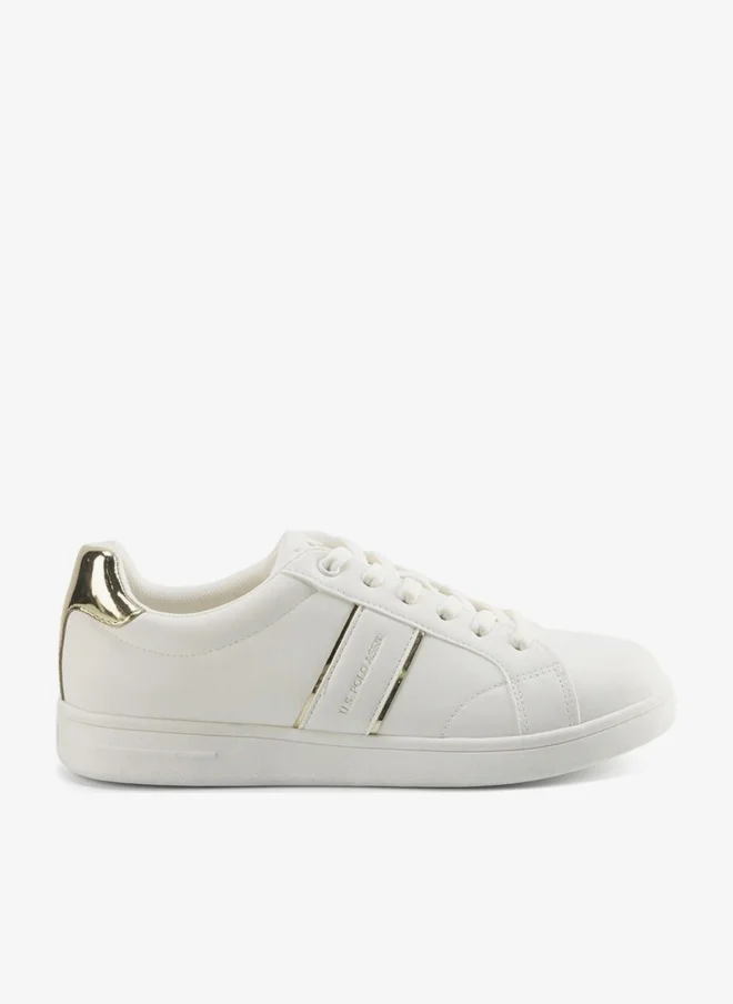 Premium Women's White Sneakers with Metallic Accents Sleek Casual Footwear for Modern Style (White, 38 EU) m5xuk