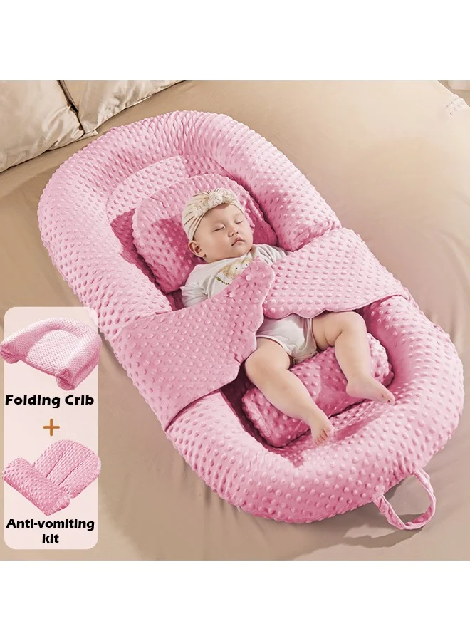 ZCM-HAPPY Portable Baby Crib Sleeping Nest with Ergonomic Support Pillow and Soothing Sleep Mat (1 Pack) 7pkhq