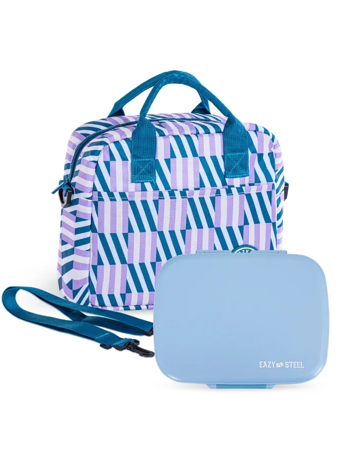 Eazy Kids Premium Stainless Steel Lunch Box with Insulated Bag (Blue, 710 mL) c04m3