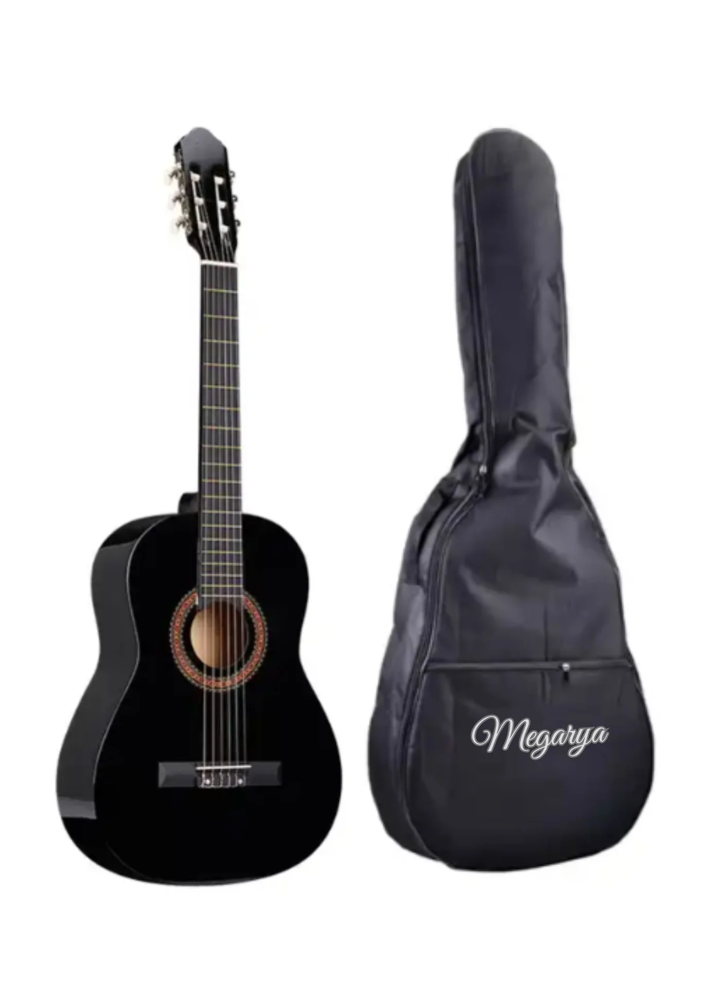 Megarya 34-Inch Classical Acoustic Guitar with Nylon Strings and Truss Rod for Beginners (Black, 86 cm) byff1