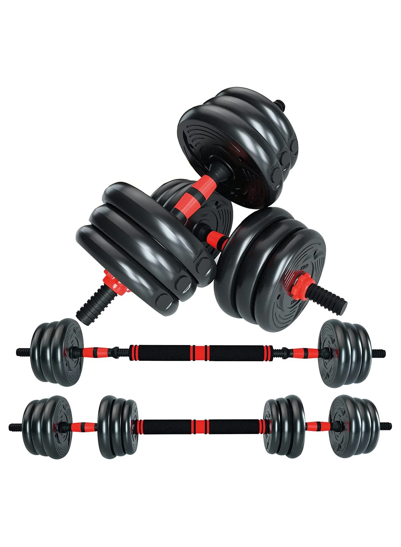 RUIYADA Adjustable Dumbbell and Barbell Set, Heavy-Duty Fitness Training Equipment for Home Gym (30 kg) y1yoq