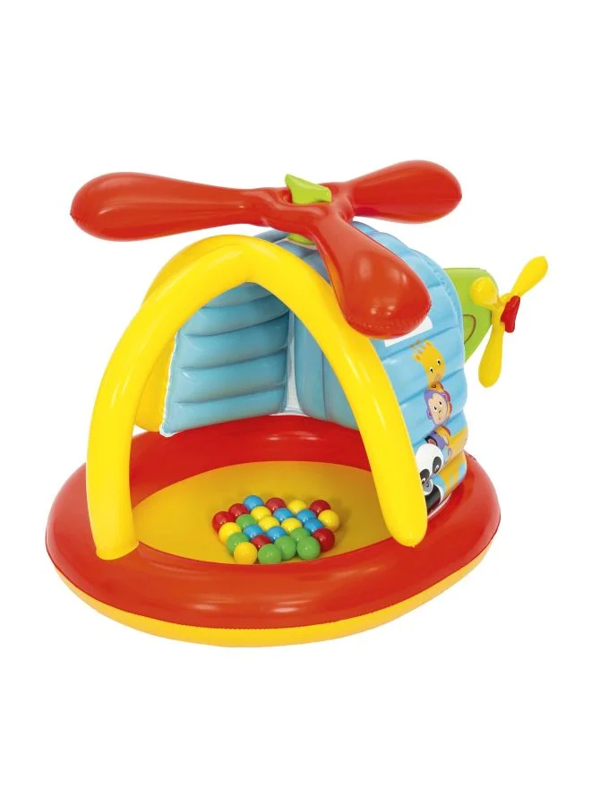 Inflatable Helicopter Ball Pit Play Set for Kids (Multicolor, 155x102x91cm) pppeo