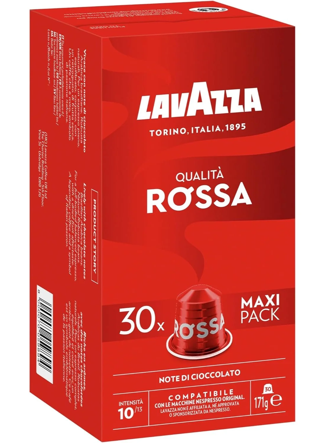 Lavazza Qualit¨¤ Rossa Coffee Capsules, Premium Roasted Ground Coffee Blend, Compatible with Original Machines (30 Capsules, 171 g) pqvmc