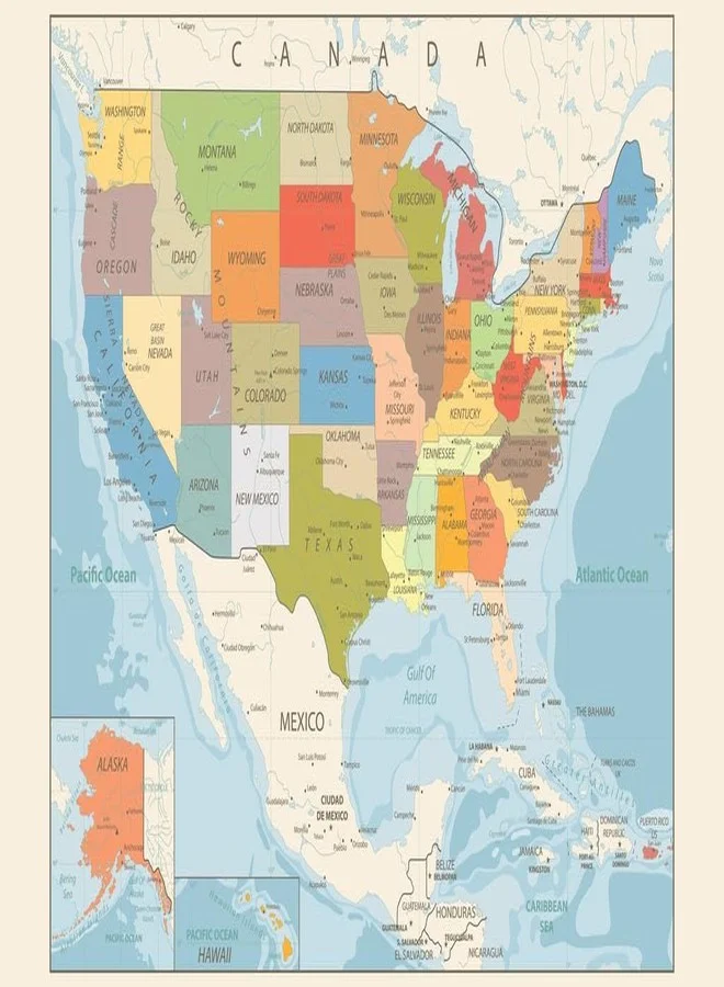 Poster Foundry USA Map Wall Art Laminated Dry Erase Poster (46 cm x 30 cm) rtb8d