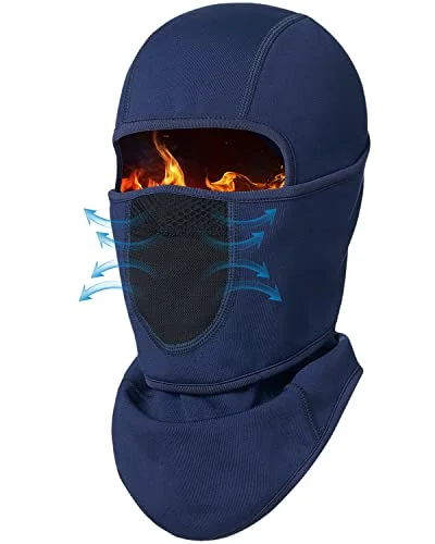 Venswell Kids Balaclava Ski Mask Fleece Winter Face Mask Windproof Neck Warmer with Movable Face Panel (Dark Blue, One Size) puoui